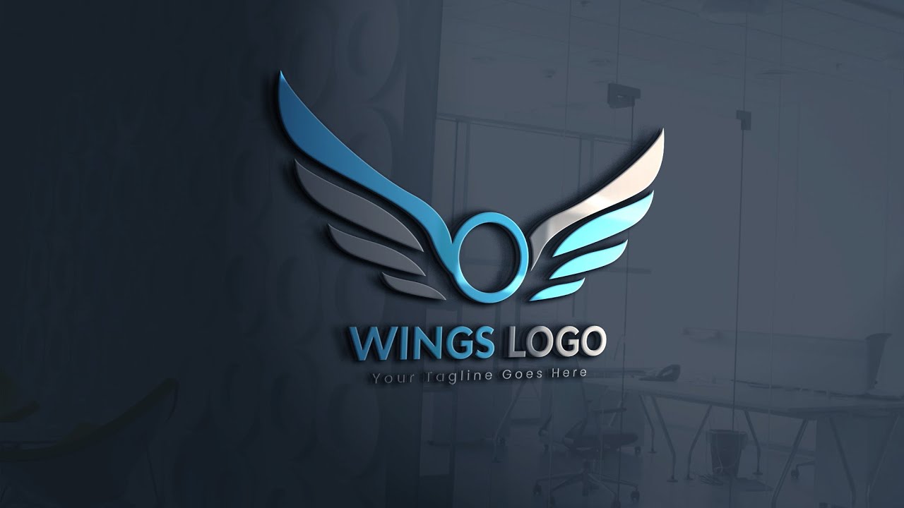 Wings Logo Design | 3D Mockup | Photoshop Tutorial