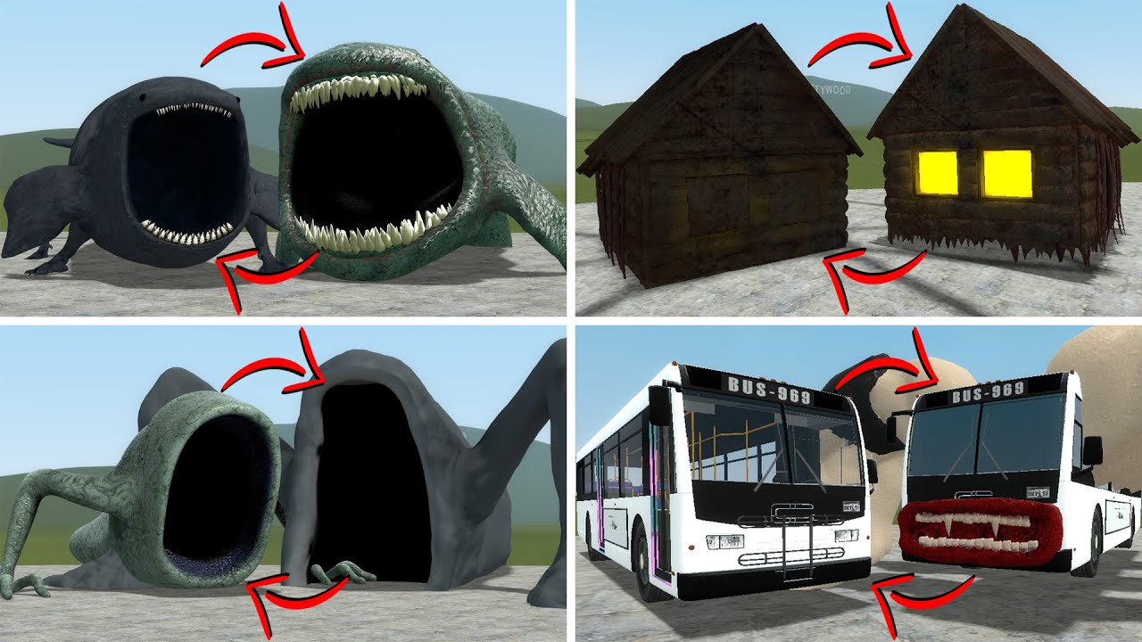 EVERYTHING TURNED INTO MONSTERS: THE BLOOP, HOUSE HEAD, SEA EATER VS TREVOR HENDERSON BATTLE In GMOD