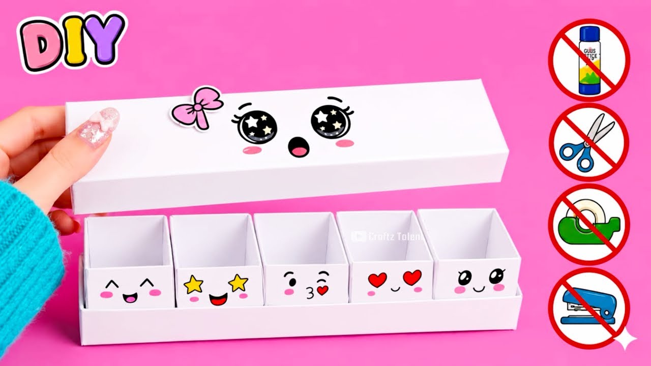 DIY Easy Origami Desk Organizer |No Glue, No Scissors |Cute Organizer |Paper Craft |School Project