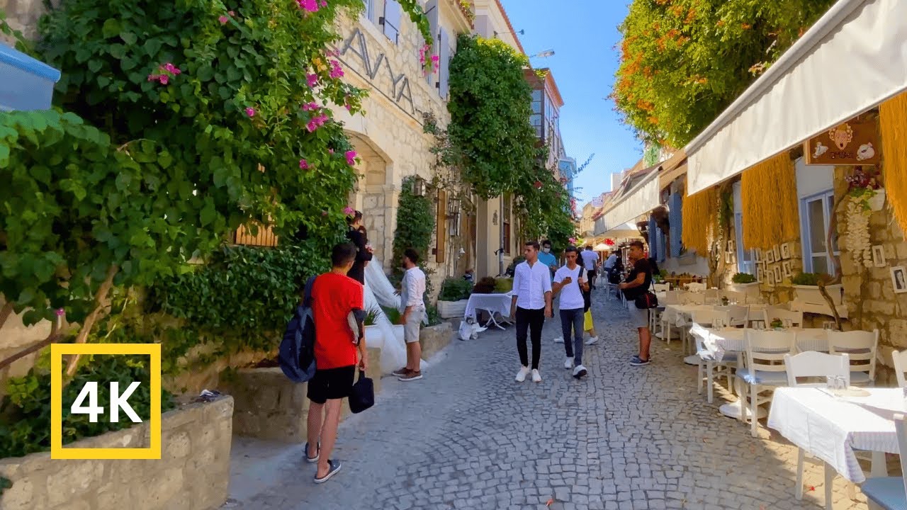 4K Walking Tour in Beautiful Turkish 🇹🇷 Aegean Town in Summer