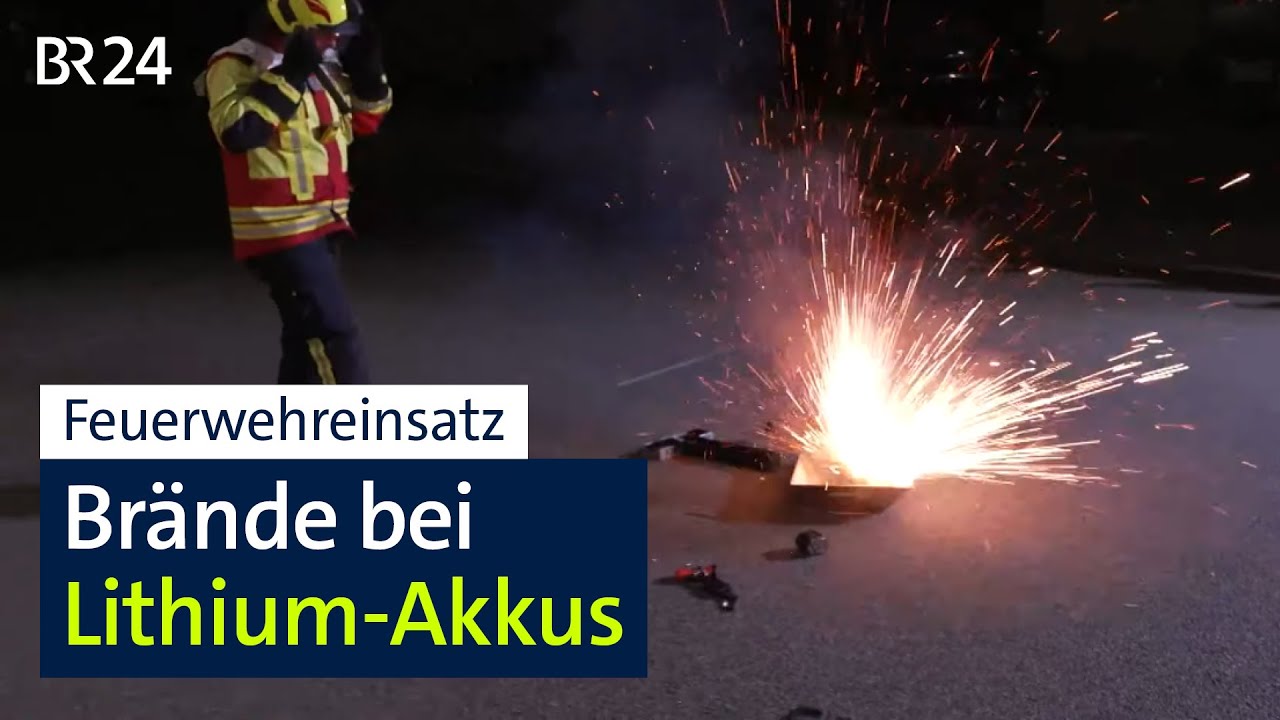 Feuerwehr gibt Nachhilfe bei Brandbek&auml;mpfung von Lithium-Akkus I Abendschau I BR24