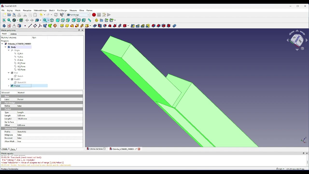 Listwa / osłonka listwy przycisków LC56650, FreeCAD