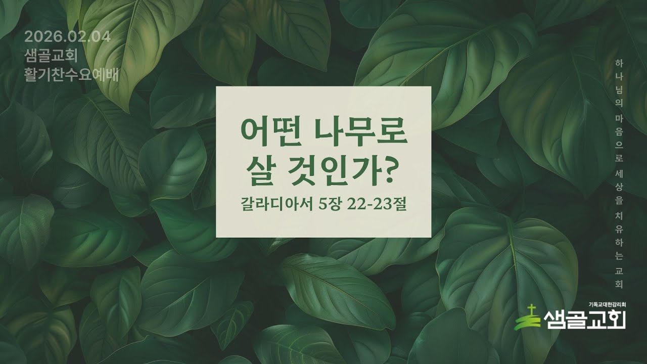 [샘골교회 활기찬수요예배] 2026. 02. 04 l 갈라디아서 5장 22-23절 l 어떤 나무로 살 것인가? l 오승민 목사