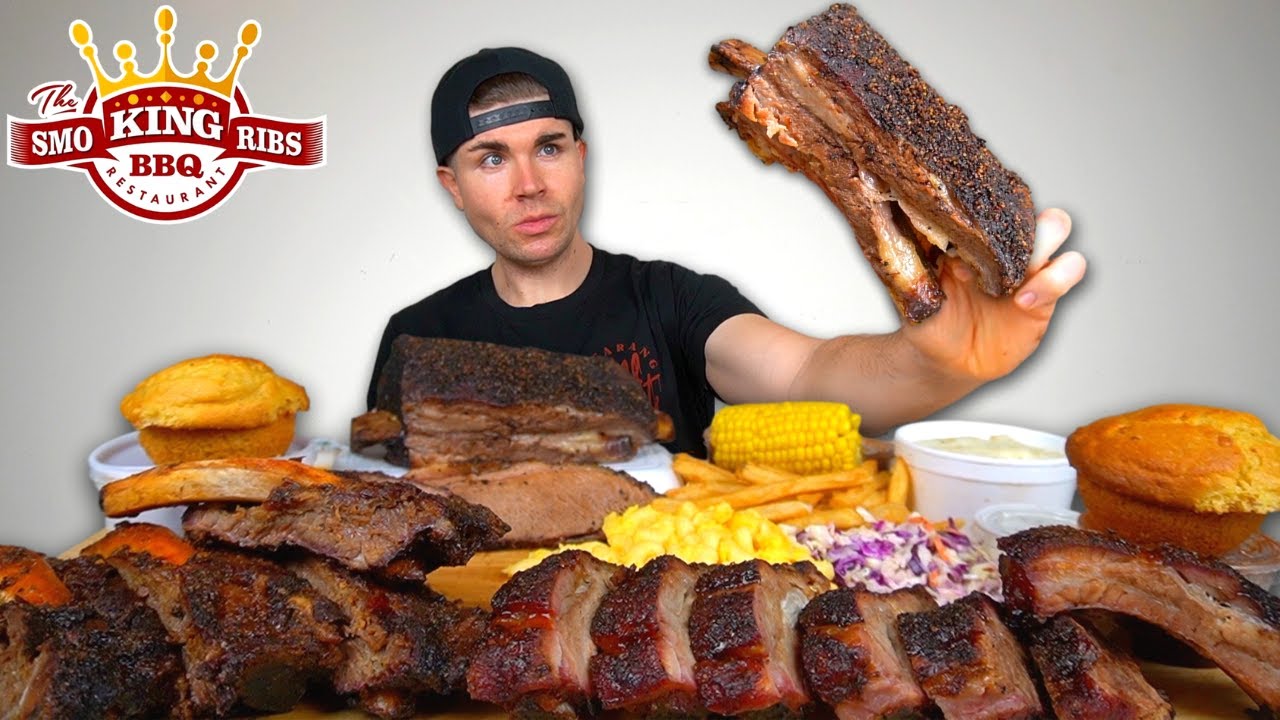 Texas BBQ Ribs Mukbang! Giant Beef Short Rib, Beef Ribs, Pork Ribs, Cheesy Mac, cornbread +