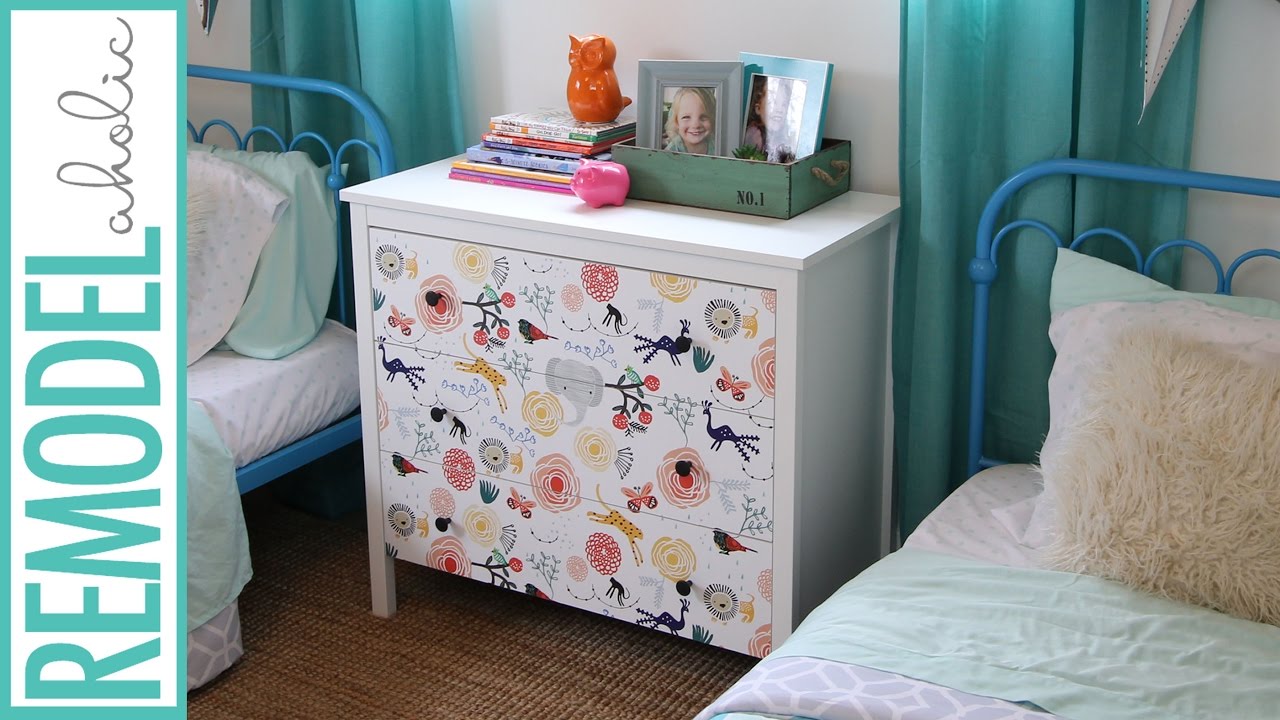 DIY | 15 Minute Ikea Dresser Hack | How to Makeover your Dresser using Wallpaper