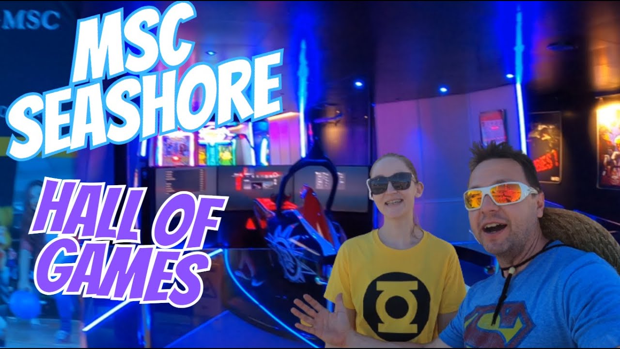 Hall of Games Arcade Full Tour MSC Seashore Review VR Bikes, Formula 1 Racing, 4D Theater
