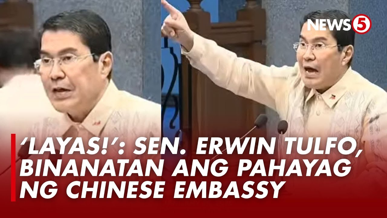 Sen  Erwin, binanatan ang pahayag ng Chinese Embassy laban sa kanya at sa iba pang opisyal sa bansa