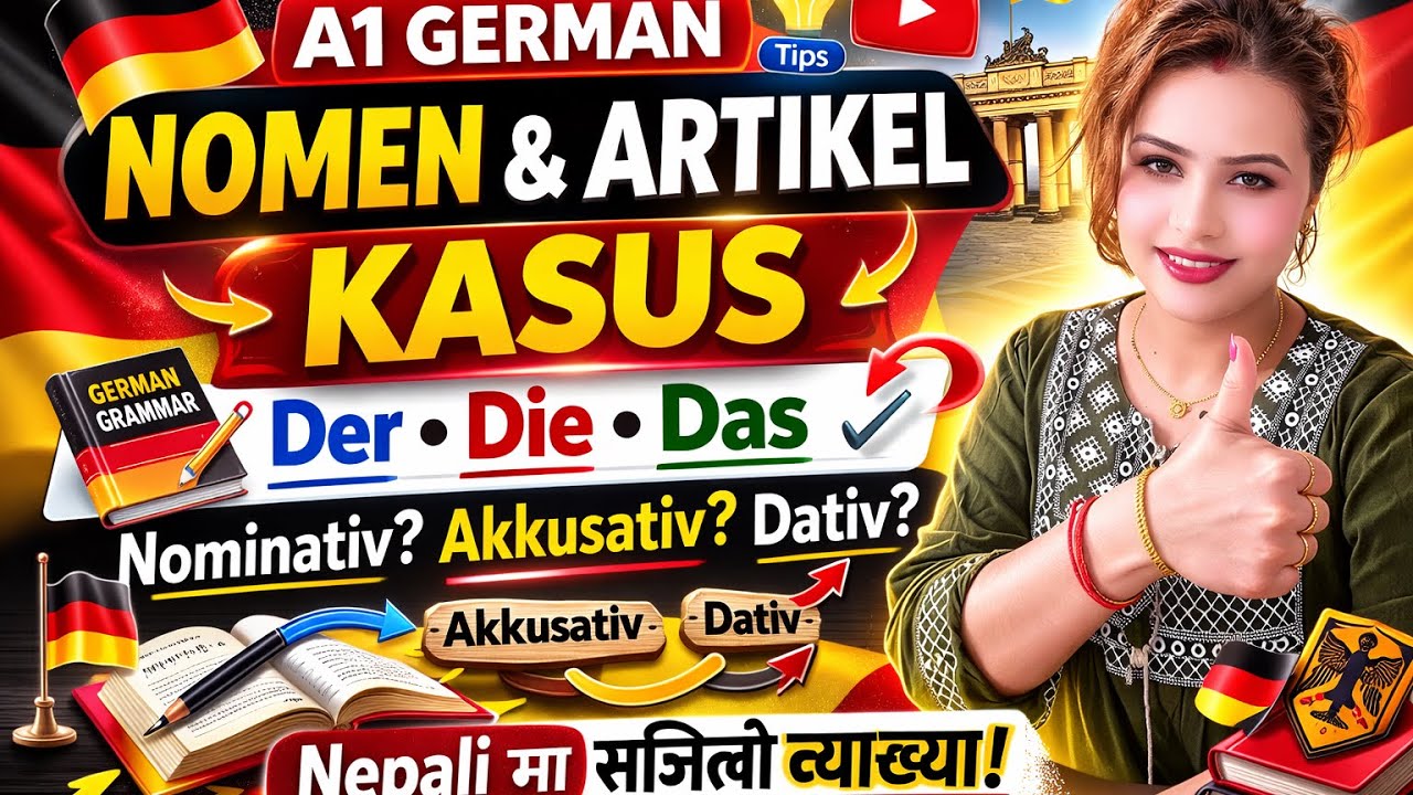 Deutsch A1 – Nomen, Artikel und Kasus (Nepali Erklärung)
