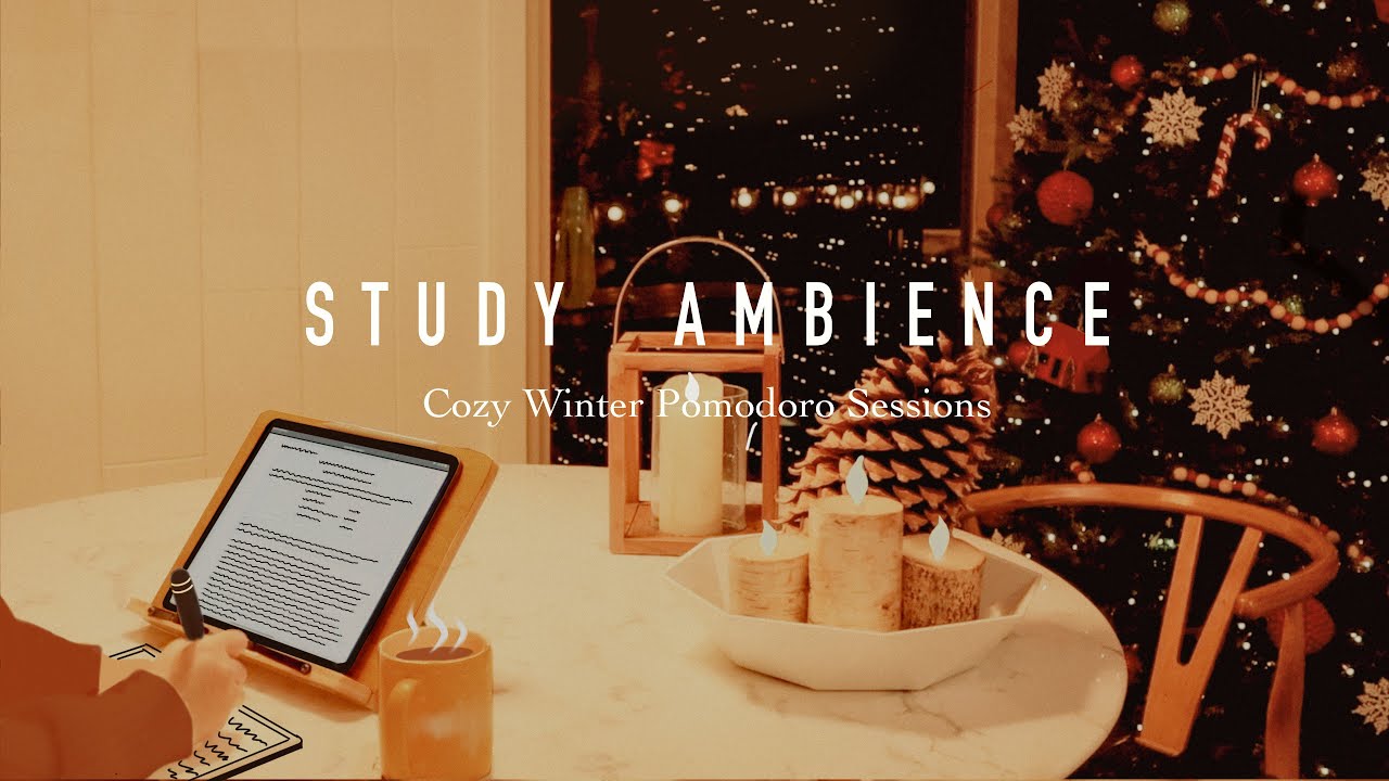 3-HOUR FOCUS SESSIONS🎄/ Fireplace Sound/ POMODORO STUDY WITH ME/ Cozy Winter Night/ Timer and Alarm