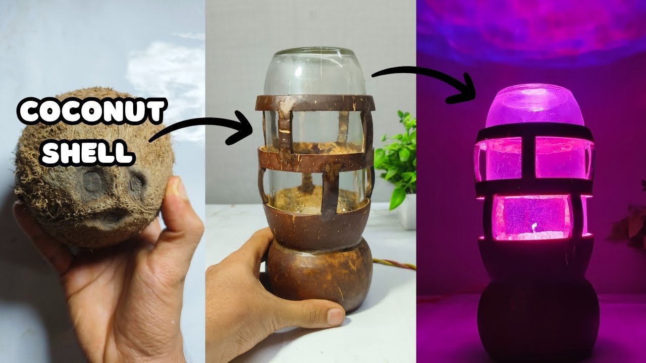 Create Your Own MAGICAL Coconut Shell Night Lamp!💡| lamp making | 🥥coconut shell craft