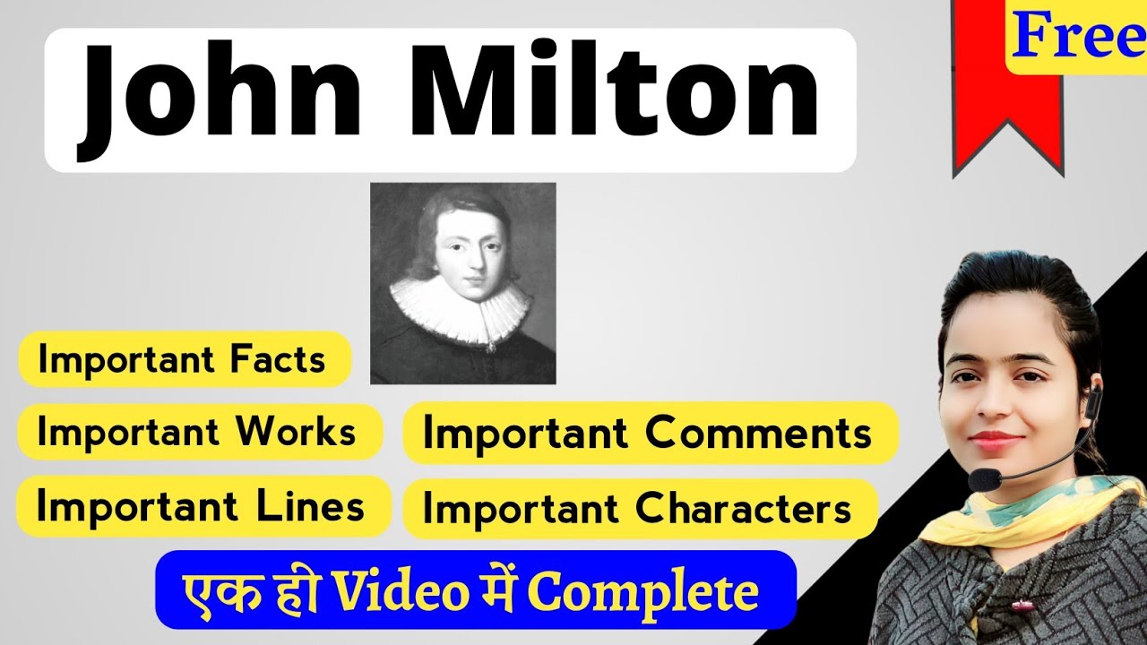 John Milton Most Important Key Points, Facts, Works,Lines एक ही Video में Complete ✅