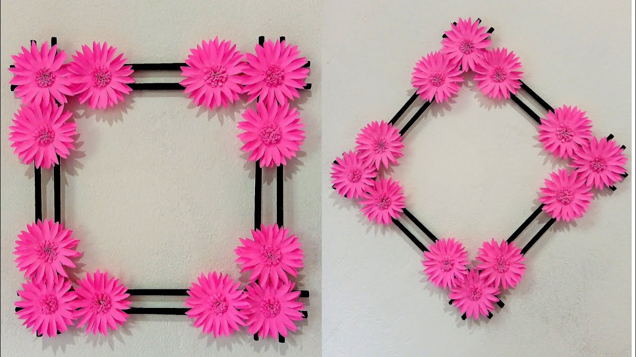 Diy paper flower wall decoration | Paper flowers wall hanging ideas | cara membuat hiasan dinding