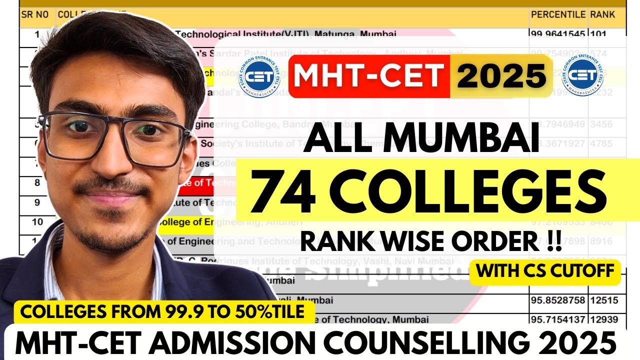 All 74 Colleges of Mumbai Rank Wise | Insider Talks | MHT CET 2025 CAP Round | College List