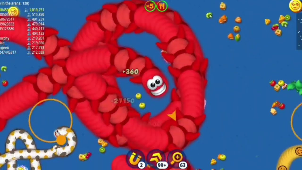 🐍WORMSZONE.IO | Giant Slither Snake Top 01 🏆 | Epic Worms Zone Biggest Snake Gameplay! | Mkworms01
