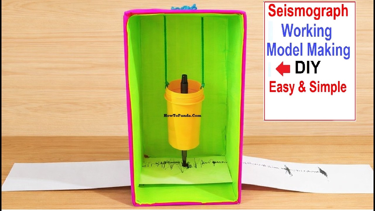seismograph working model making using waste materials  | earthquake measurement | DIY |  howtofunda