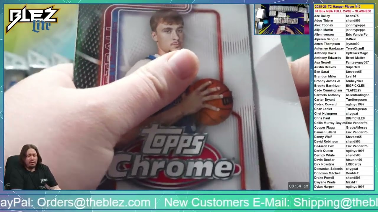 2025-26 Topps Chorme Hanger NBA 64 Box Case Break #13 Pick Your Player