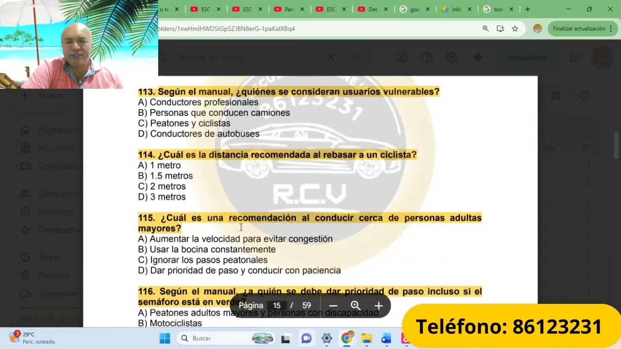 Cuestionario Nuevo manual del conductor  de  Auto  Marzo 2026