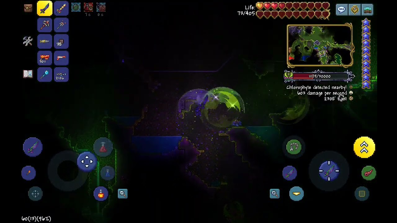 Terraria Mobile 1.4.4.9.8 Plantera Boss Fight(No Arena)