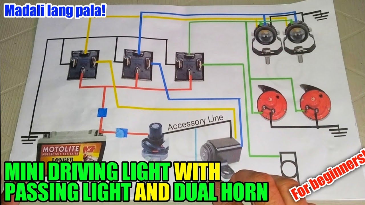 PAANO MAG INSTALL NG MDL NA MAY PASSING LIGHT AT DUAL HORN | WIRING DIAGRAM | MASTER MOTO BASIC