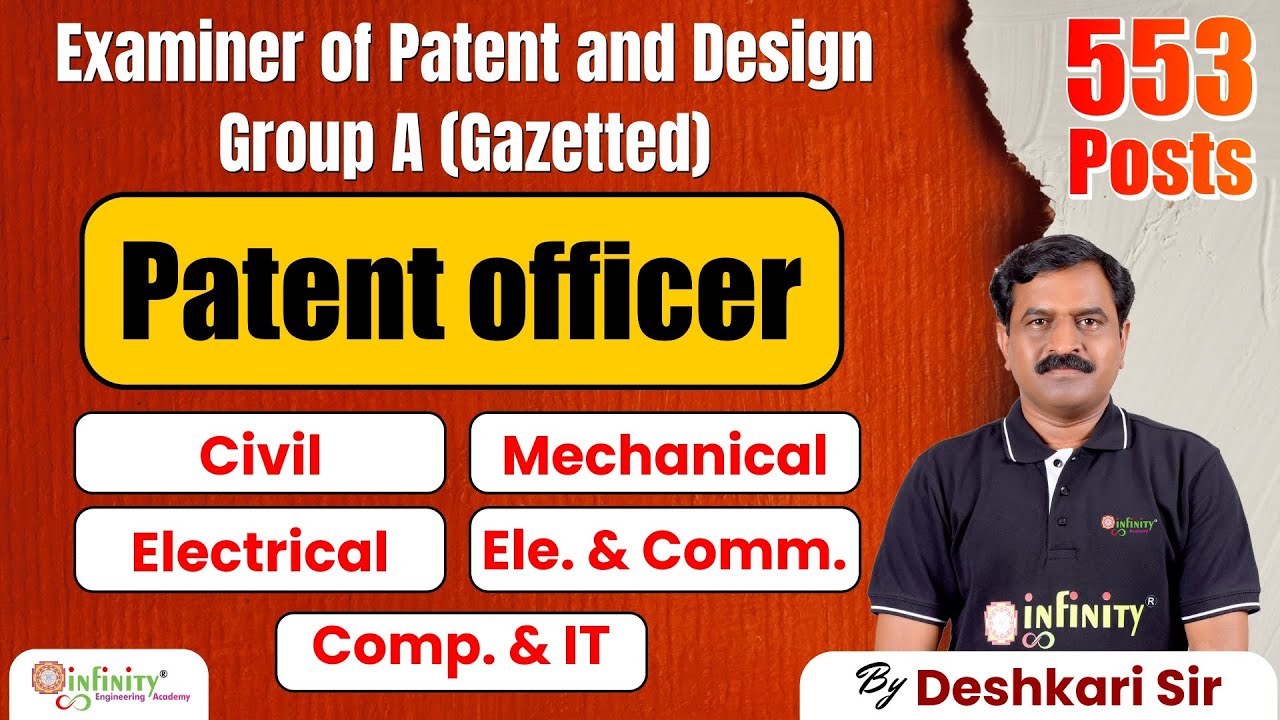 patent officer recruitment 2023   examiner of patents and designs recruitment #govtjobs