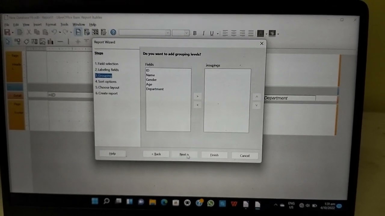 How to create a report in LibreOffice base