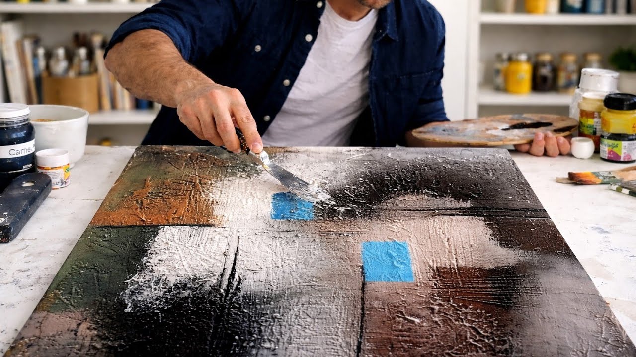 Earth Tones Rising: Textured Abstract Painting with Palette Knife
