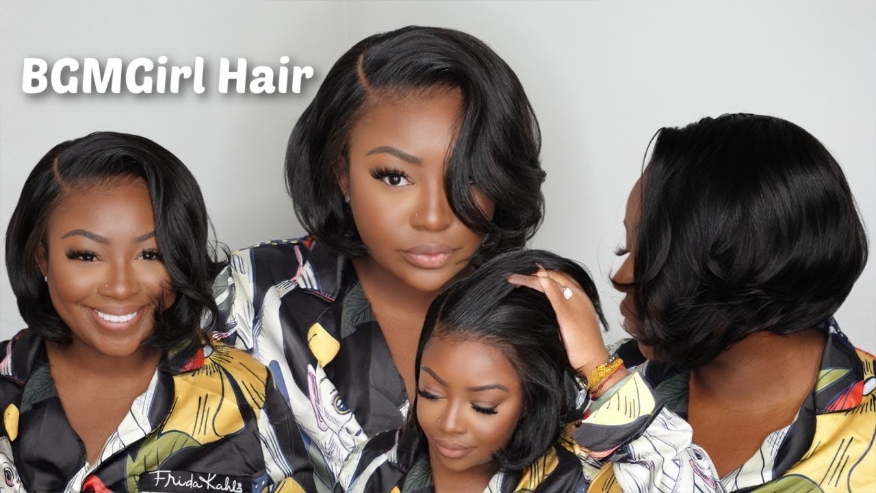Blowout Lace Wig Tutorial &ndash; Easy, Quick & Natural Look #bgmgirlhair #blowout #bobwig #prestyled