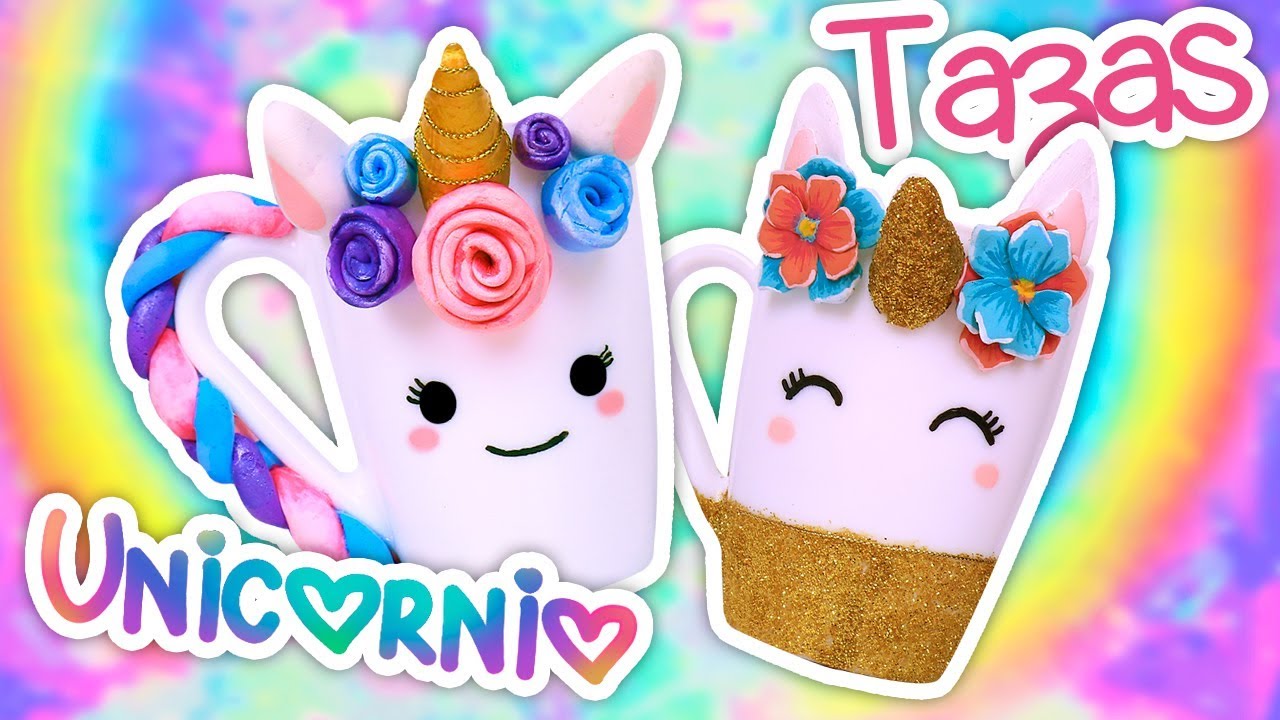 Manualidades de UNICORNIO 🦄 TAZAS DECORATIVAS KAWAII 💗 - Manualidades Fantásticas