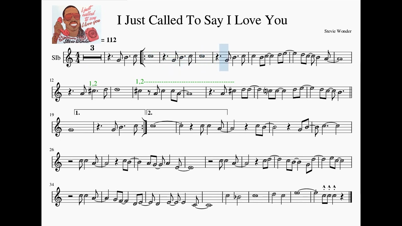 Bb 3 I Just Called To Say I Love You Stevie Wonder