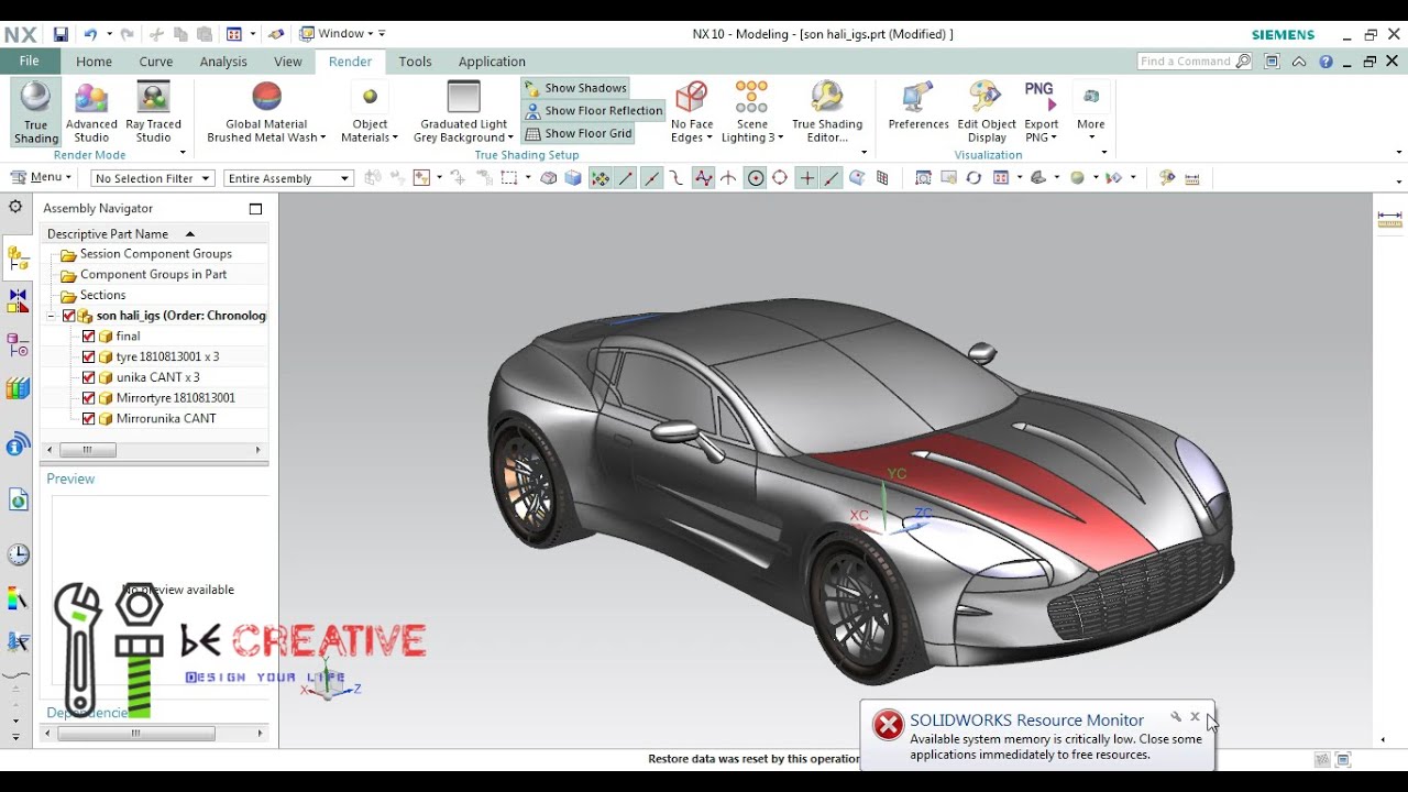 SIEMENS NX | CAR Design in NX | SPORTS CAR | CAR TYRE DESIGN