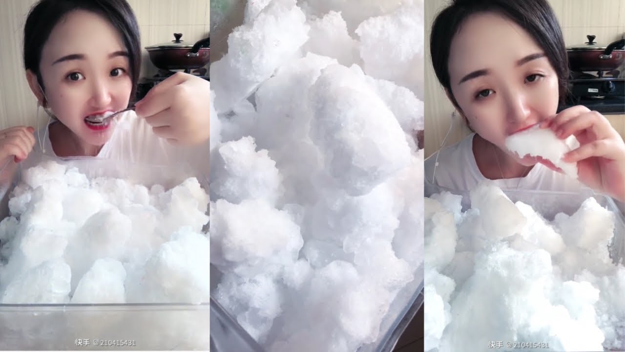 CRUNCHY WHITE ICE ONLY MUKBANG EATING ASMR | BIG BITES FREEZER FROST & SHAVED ICE #25