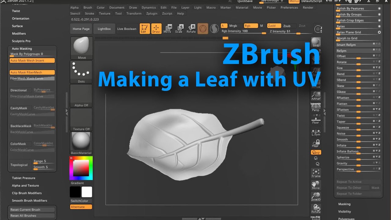 MS3D | ZBrush | Modeling a leaf for HD