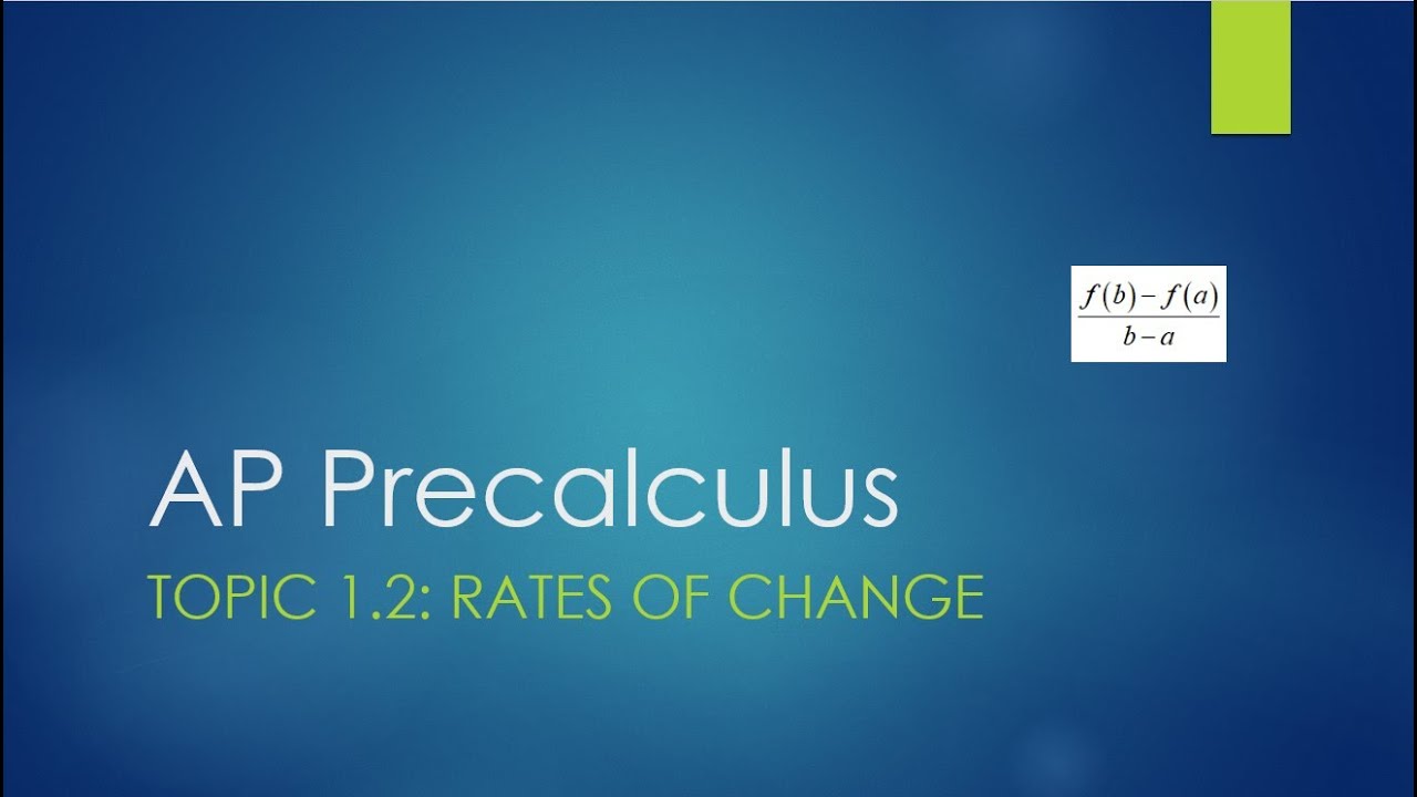 Тема 1.2 курса AP Precalculus: Темпы изменений