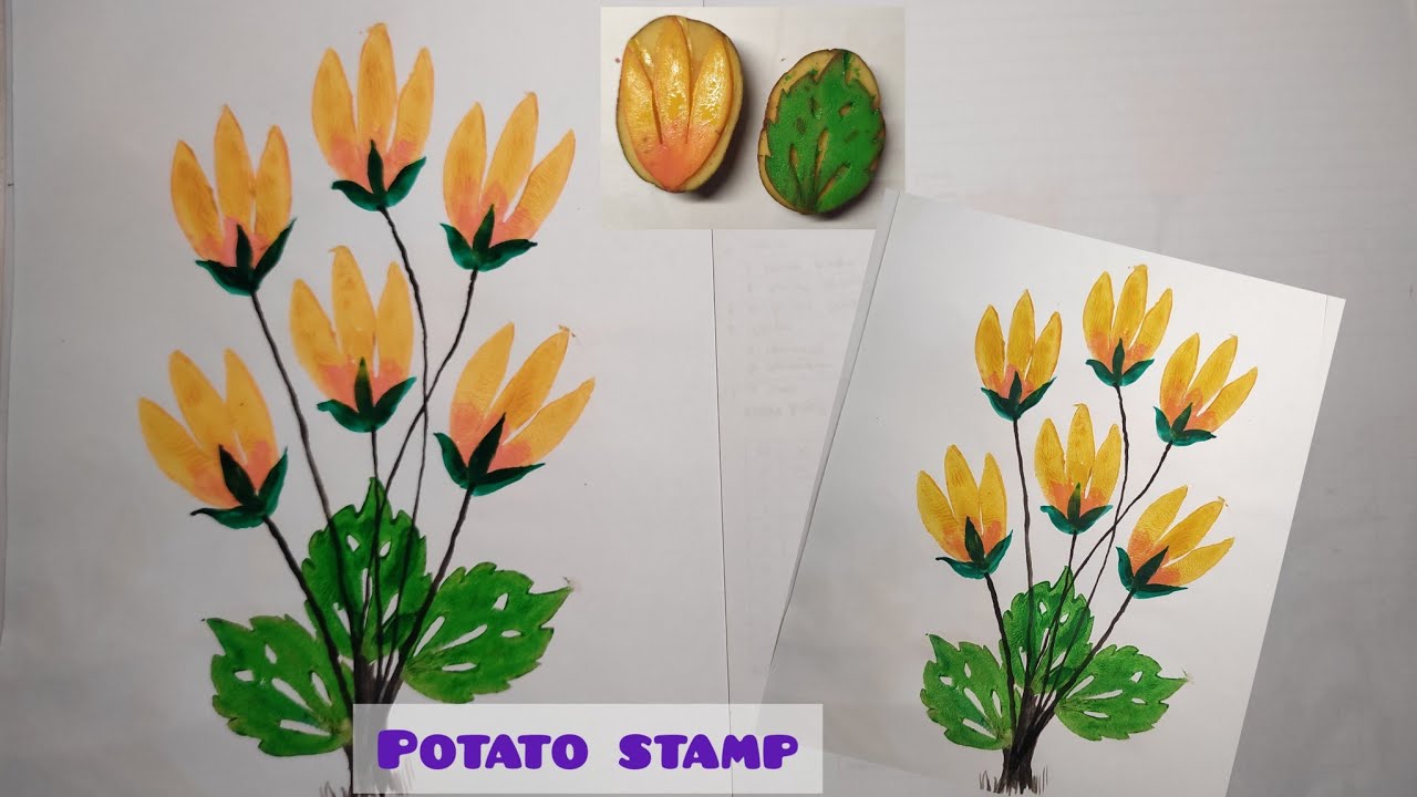 Potato stamp/ Vegetable painting/ Seni grafis cetak tinggi