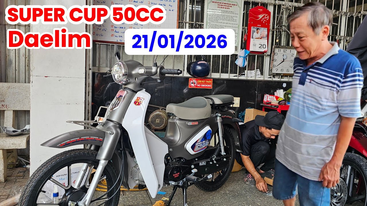 Nổ máy Super Cup 50cc Daelim theo chú về nhà mới ngày 21/01/26. CH Mai Duyên. Khải Phạm #50cc #cup 
