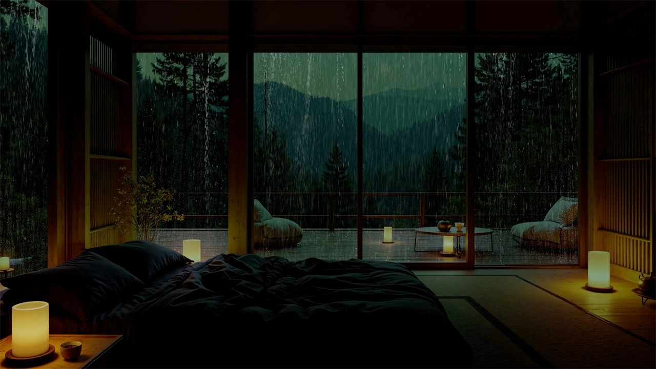 Rain Sounds & 100% Total Darkness 💤 Sleep Instantly | No Thunder | Healing Forest Ambience