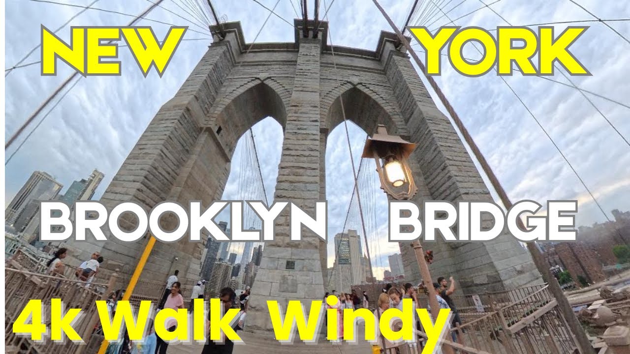 New York Brooklyn Bridge 4K Walk – Immersive Windy Experience. #New York #Brooklyn bridge #city walk