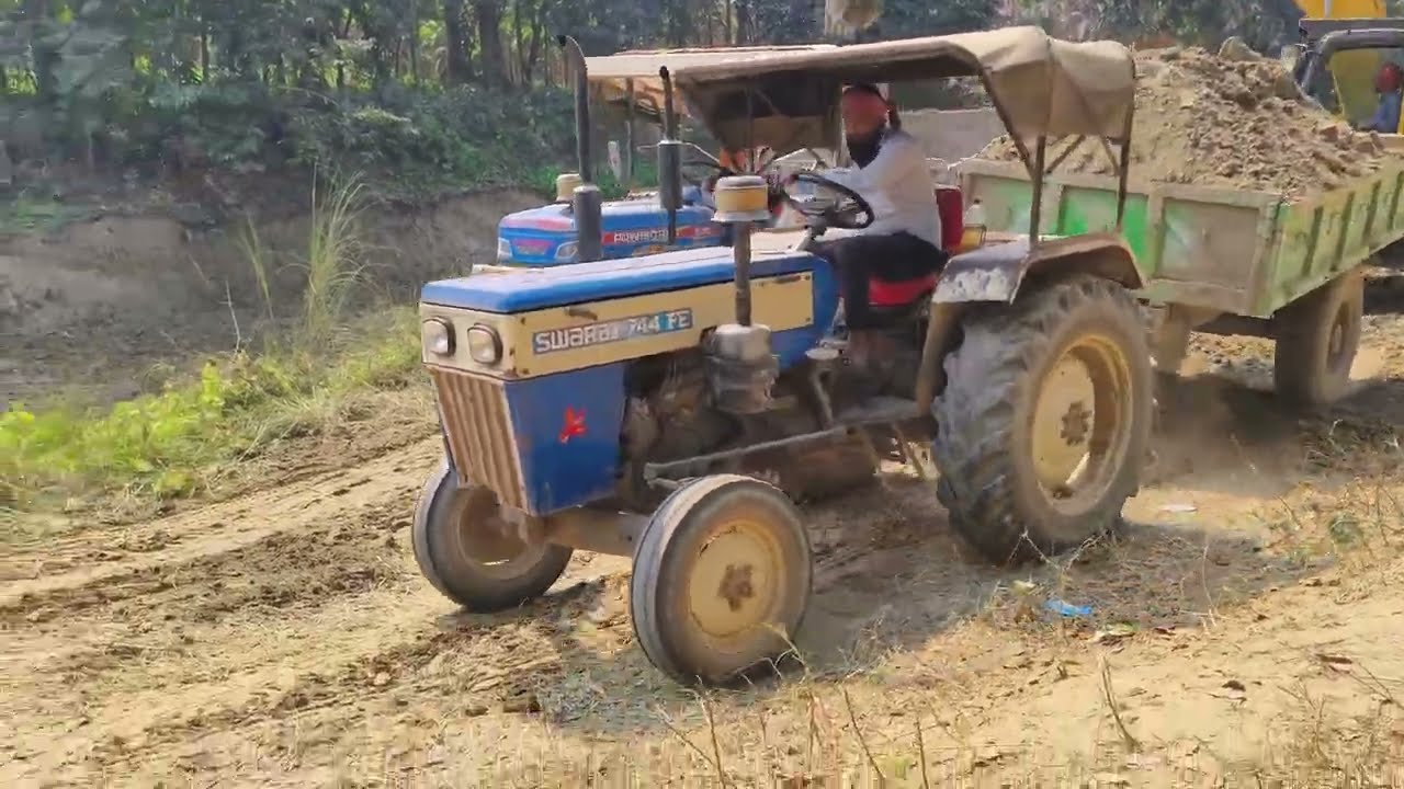 JCB 3DX machine ❤️ XCMG EXCAVATOR loading mud in Tractor's Swaraj855 | 744 🚜