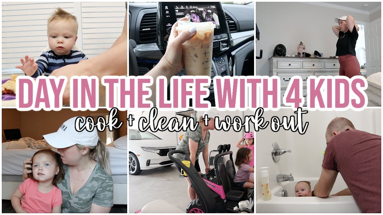 DAY IN THE LIFE WITH 4 KIDS | CLEAN WITH ME + COOK WITH ME | DAILY LIFE OF A MOM