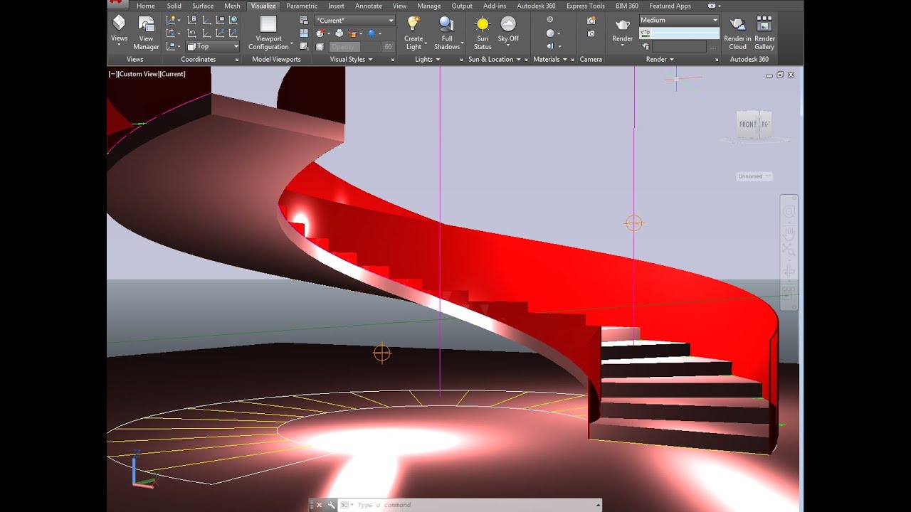 Floating circular concrete staircase in five minutes - Architecture - AutoCAD