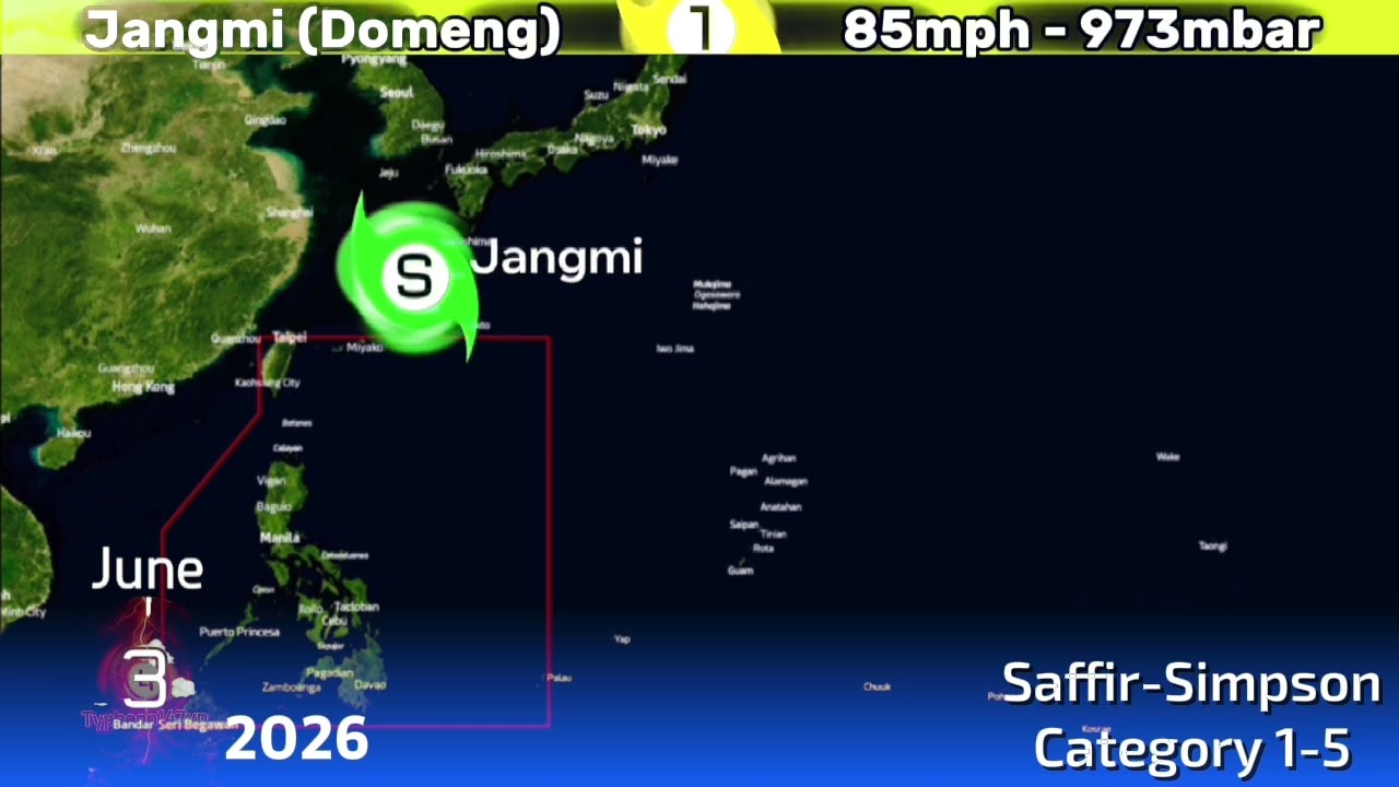 The Track of Typhoon Jangmi (Domeng) 2026