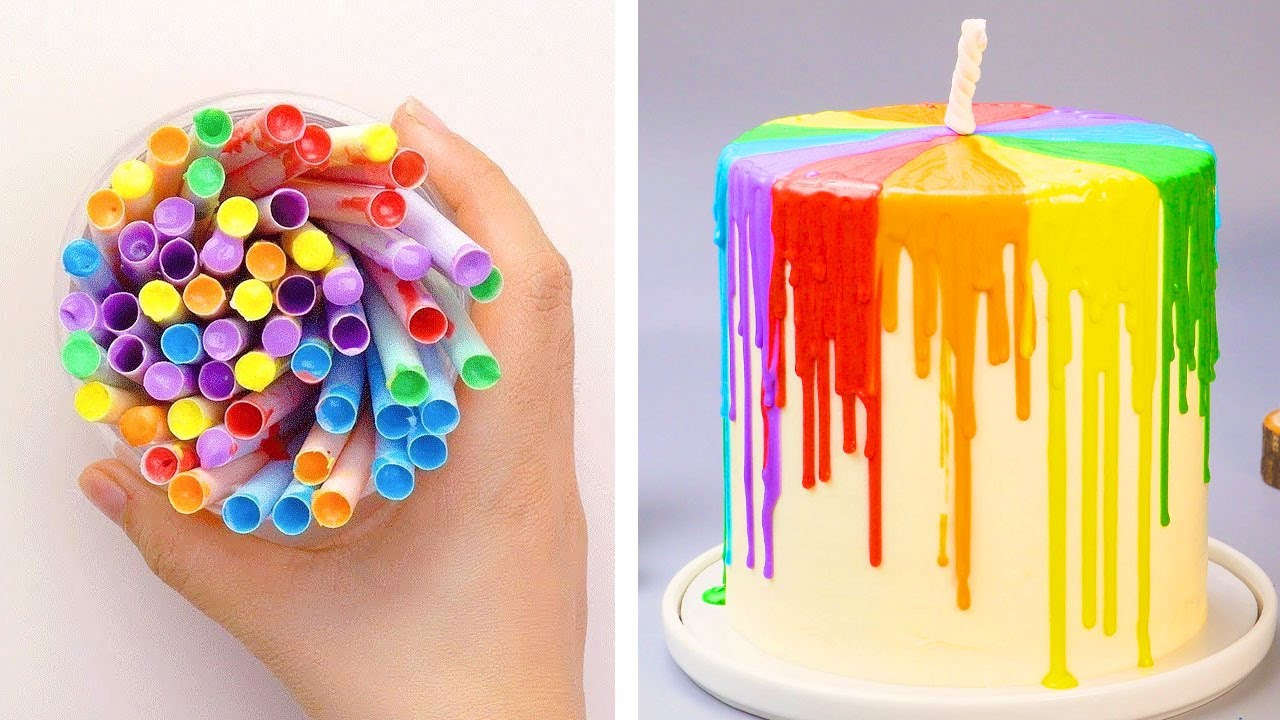 DIY Satisfying Rainbow Cake Decorating Idea | So Yummy Colorful Cake Recipe | Cake Time