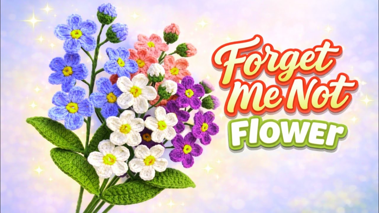 crochet flower 💐| how to crochet forget me not flower | handmade flower