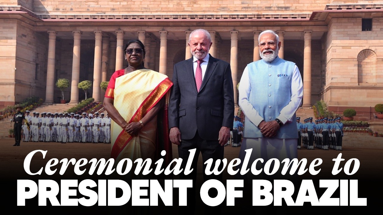 LIVE:  PM Modi at the ceremonial welcome for President Lula of Brazil at Rashtrapati Bhavan