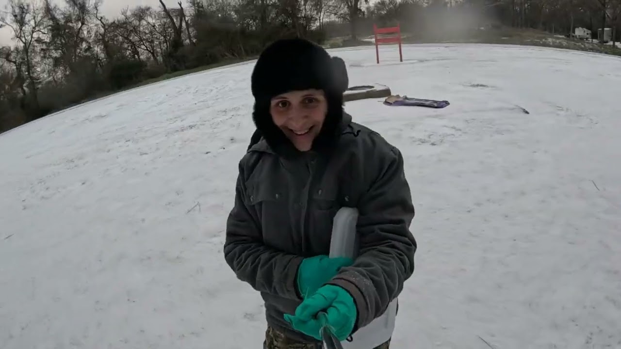 Ice Sledding And Ice Boarding With Makeshift Items In Texas!