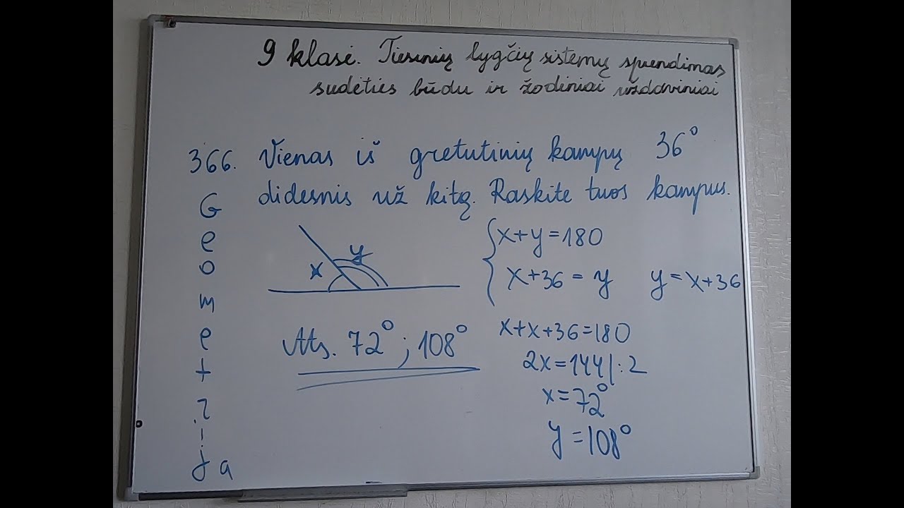 9 klasė  Tiesinių lygčių sistemų sprendimas sudėties būdu ir žodiniai uždaviniai