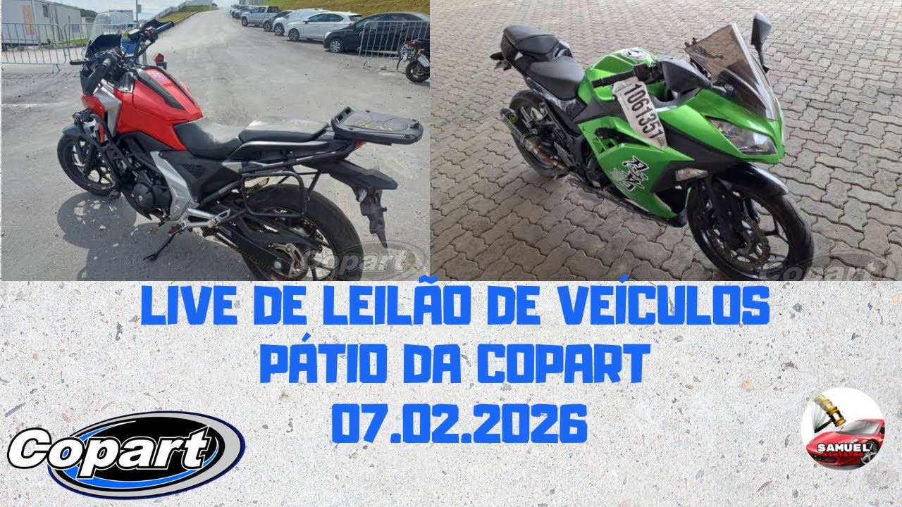 LIVE DE LEILÃO DE VEÍCULOS NO PÁTIO DA COPART DO DIA 07.02.2026