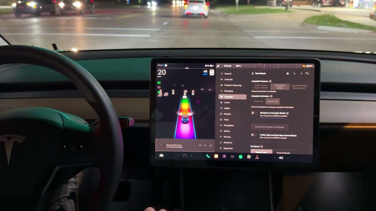 Using Auto Steer and Traffic Aware Cruise Control Tesla Model 3