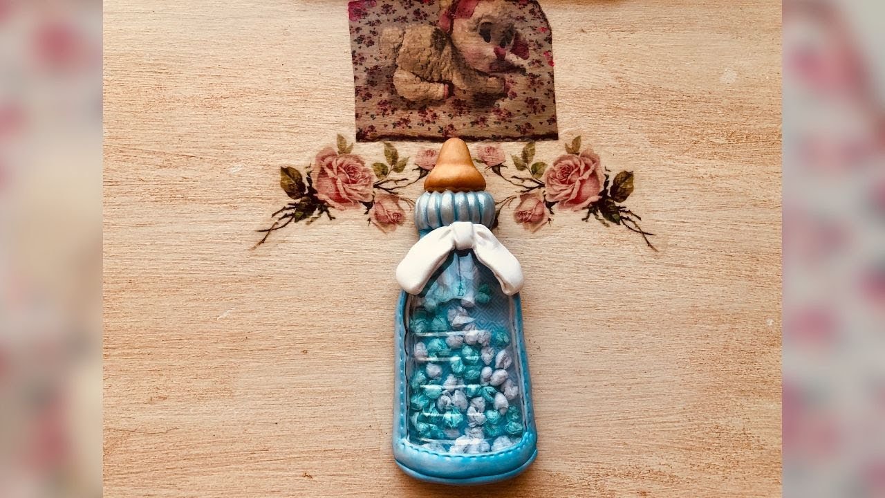Aplique de biberón, mamila, en porcelana fría / Cold porcelain baby bottle applique