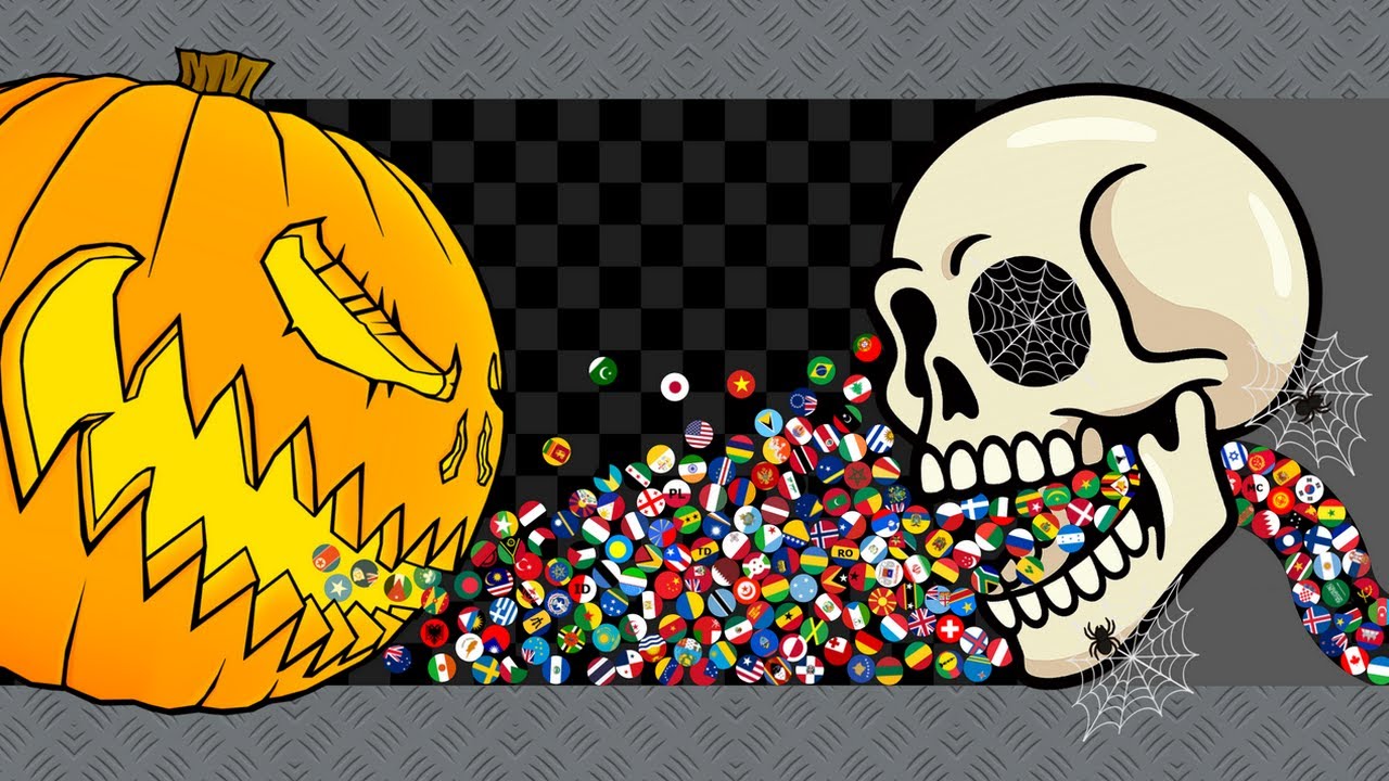 Escape From Jack O'Lantern - Countries Marble Race in Algodoo
